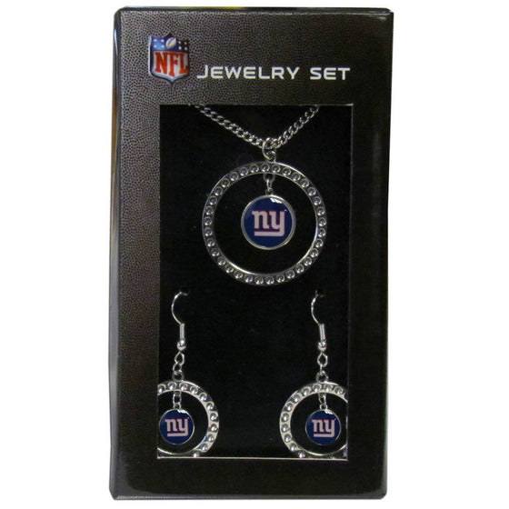 New York Giants Rhinestone Hoop Jewelry Set (SSKG) - 757 Sports Collectibles