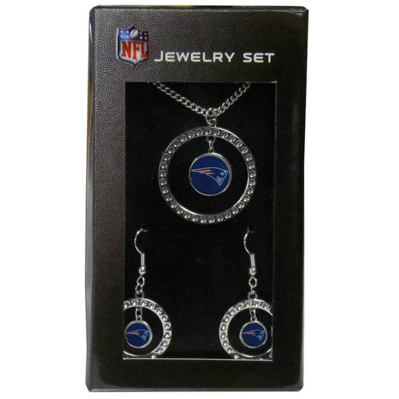 New England Patriots Rhinestone Hoop Jewelry Set (SSKG) - 757 Sports Collectibles