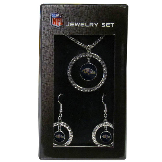 Baltimore Ravens Rhinestone Hoop Jewelry Set (SSKG) - 757 Sports Collectibles