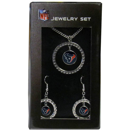 Houston Texans Rhinestone Hoop Jewelry Set (SSKG) - 757 Sports Collectibles