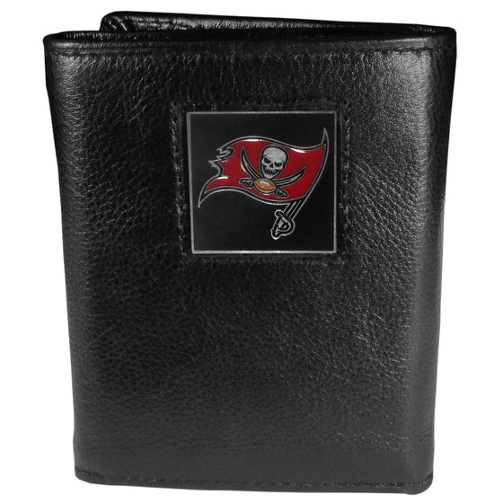 Tampa Bay Buccaneers Deluxe Leather Tri-fold Wallet Packaged in Gift Box (SSKG) - 757 Sports Collectibles