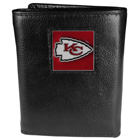 Kansas City Chiefs Deluxe Leather Tri-fold Wallet Packaged in Gift Box (SSKG) - 757 Sports Collectibles