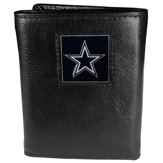 Dallas Cowboys Deluxe Leather Tri-fold Wallet Packaged in Gift Box (SSKG) - 757 Sports Collectibles
