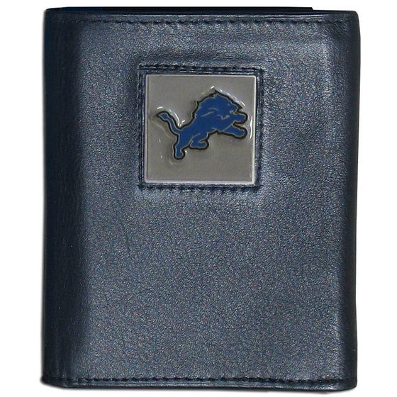 Detroit Lions Deluxe Leather Tri-fold Wallet Packaged in Gift Box (SSKG) - 757 Sports Collectibles