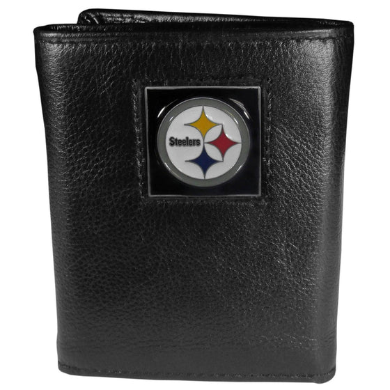 Pittsburgh Steelers Deluxe Leather Tri-fold Wallet Packaged in Gift Box (SSKG) - 757 Sports Collectibles