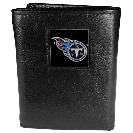 Tennessee Titans Deluxe Leather Tri-fold Wallet Packaged in Gift Box (SSKG) - 757 Sports Collectibles