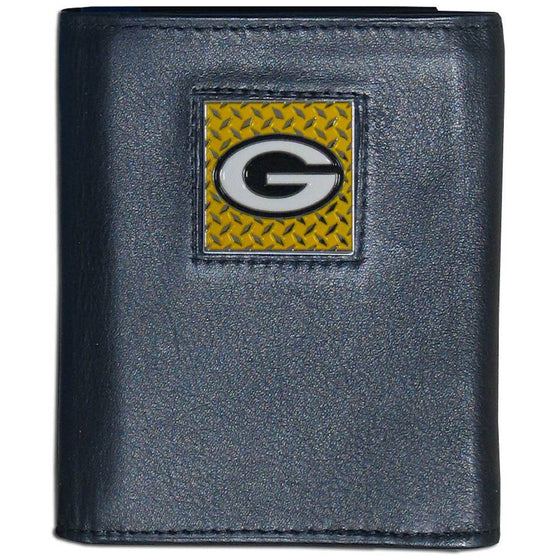 Green Bay Packers Gridiron Leather Tri-fold Wallet Packaged in Gift Box (SSKG) - 757 Sports Collectibles