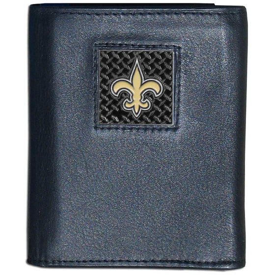 New Orleans Saints Gridiron Leather Tri-fold Wallet Packaged in Gift Box (SSKG) - 757 Sports Collectibles