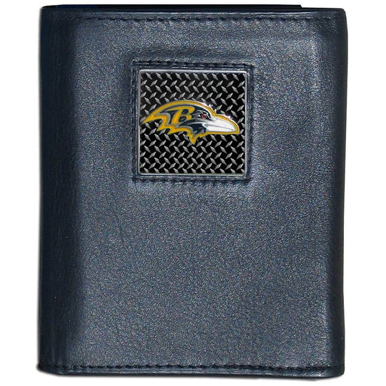 Baltimore Ravens Gridiron Leather Tri-fold Wallet Packaged in Gift Box (SSKG) - 757 Sports Collectibles