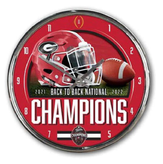 Georgia Bulldogs 2022-23 National Champions Back to Back Chrome Clock - 757 Sports Collectibles