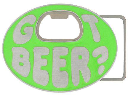 Got Beer? Belt Buckle Neon Green Enameled Belt Buckle (SSKG) - 757 Sports Collectibles