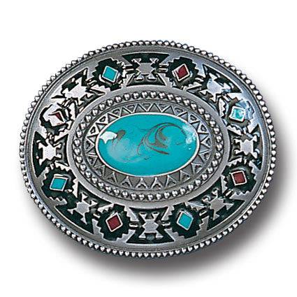 SW Design - Turquoise  Enameled Belt Buckle (SSKG) - 757 Sports Collectibles