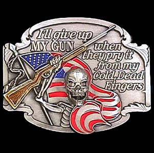 I'll Give Up My Gun Enameled Belt Buckle (SSKG) - 757 Sports Collectibles