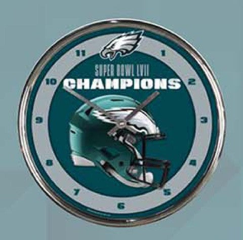 Philadelphia Eagles Super Bowl LVII 12" Round Chrome Clock