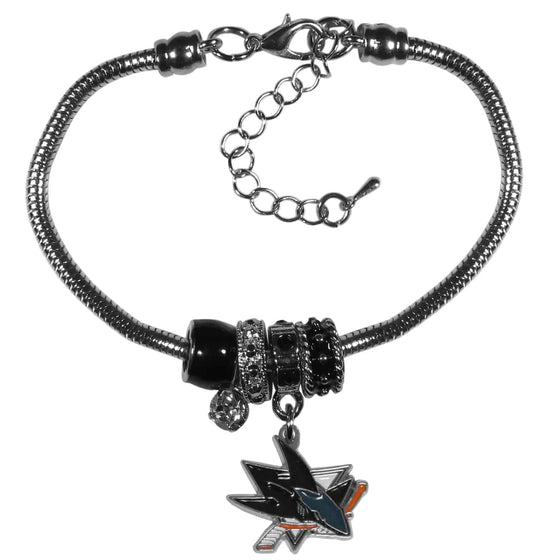 San Jose Sharks�� Euro Bead Bracelet (SSKG) - 757 Sports Collectibles