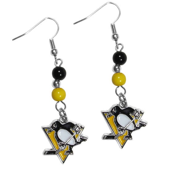 Pittsburgh Penguins�� Fan Bead Dangle Earrings (SSKG) - 757 Sports Collectibles