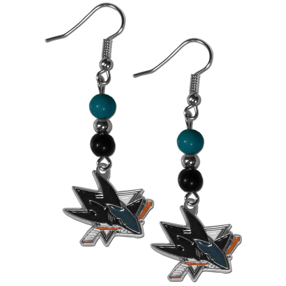 San Jose Sharks�� Fan Bead Dangle Earrings (SSKG) - 757 Sports Collectibles