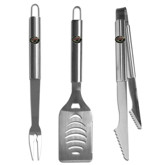 Minnesota Wild�� 3 pc Stainless Steel BBQ Set (SSKG) - 757 Sports Collectibles