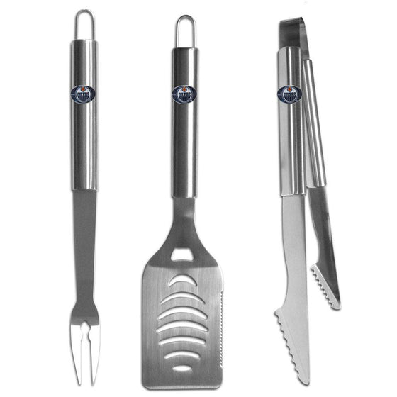 Edmonton Oilers�� 3 pc Stainless Steel BBQ Set (SSKG) - 757 Sports Collectibles