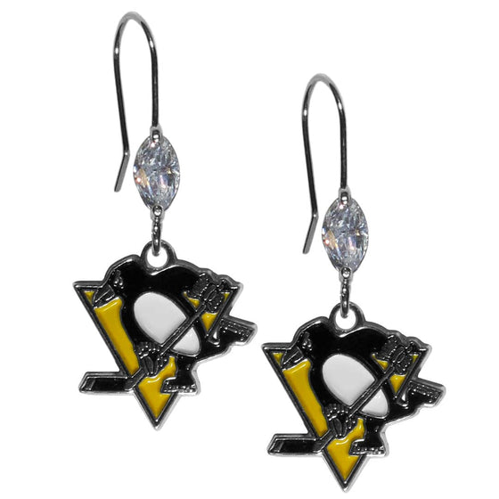 Pittsburgh Penguins�� Crystal Dangle Earrings (SSKG) - 757 Sports Collectibles