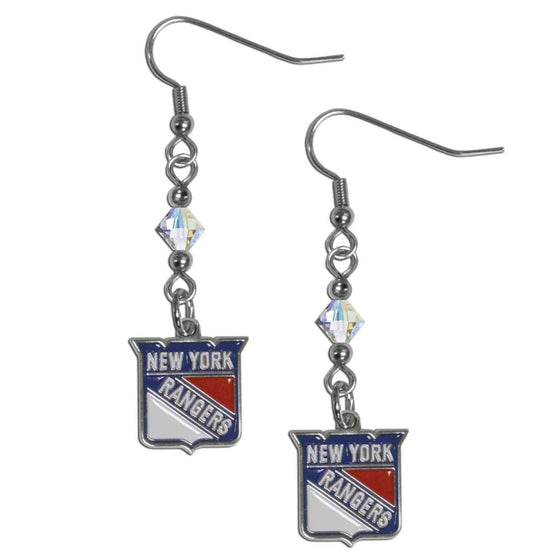 New York Rangers�� Crystal Dangle Earrings (SSKG) - 757 Sports Collectibles