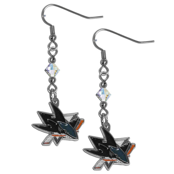 San Jose Sharks�� Crystal Dangle Earrings (SSKG) - 757 Sports Collectibles