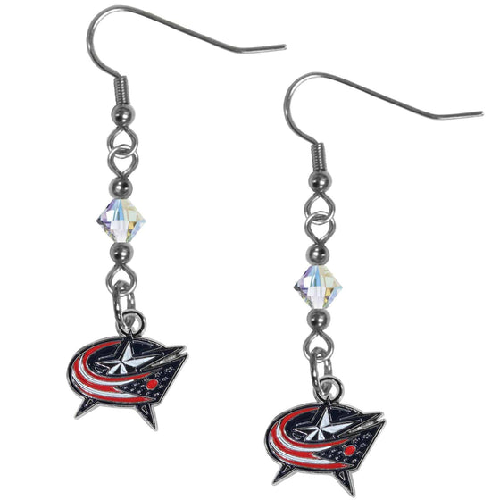 Columbus Blue Jackets�� Crystal Dangle Earrings (SSKG) - 757 Sports Collectibles