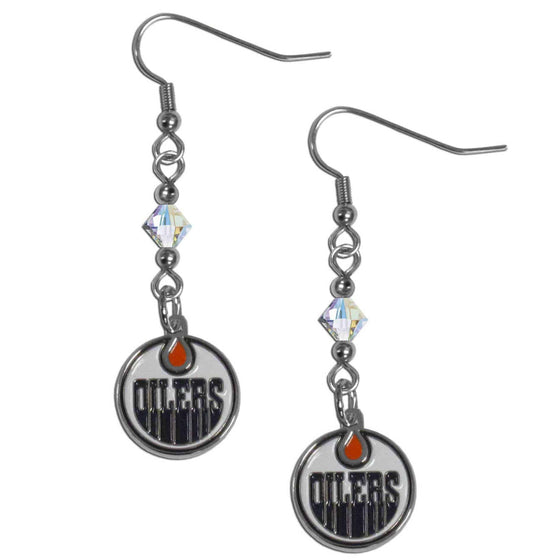 Edmonton Oilers�� Crystal Dangle Earrings (SSKG) - 757 Sports Collectibles