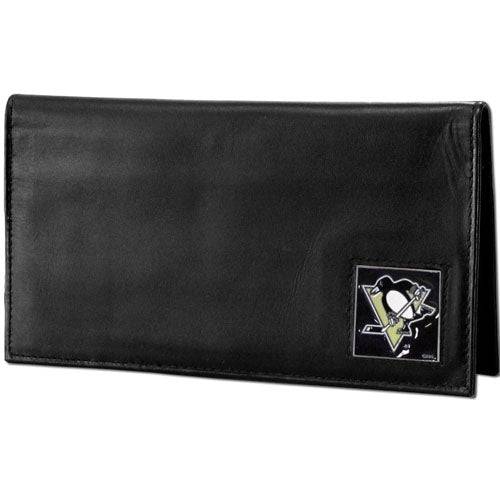 Pittsburgh Penguins�� Deluxe Leather Checkbook Cover (SSKG) - 757 Sports Collectibles