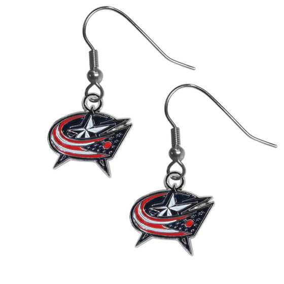 Columbus Blue Jackets�� Chrome Dangle Earrings (SSKG) - 757 Sports Collectibles