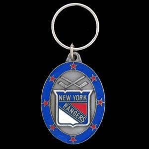 New York Rangers�� Carved Metal Key Chain (SSKG) - 757 Sports Collectibles