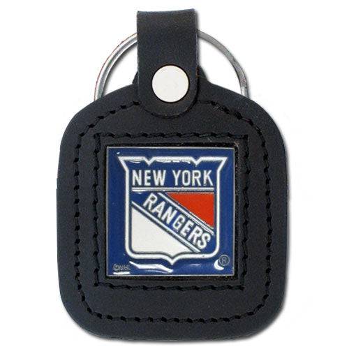 New York Rangers�� Square Leatherette Key Chain (SSKG) - 757 Sports Collectibles
