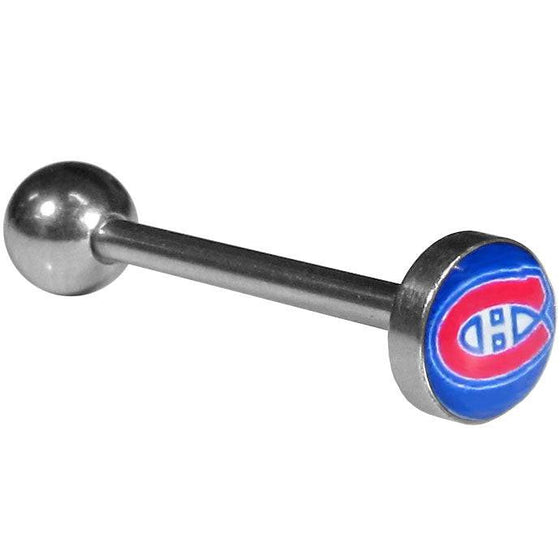 Montreal Canadiens�� Inlaid Barbell Tongue Ring (SSKG) - 757 Sports Collectibles
