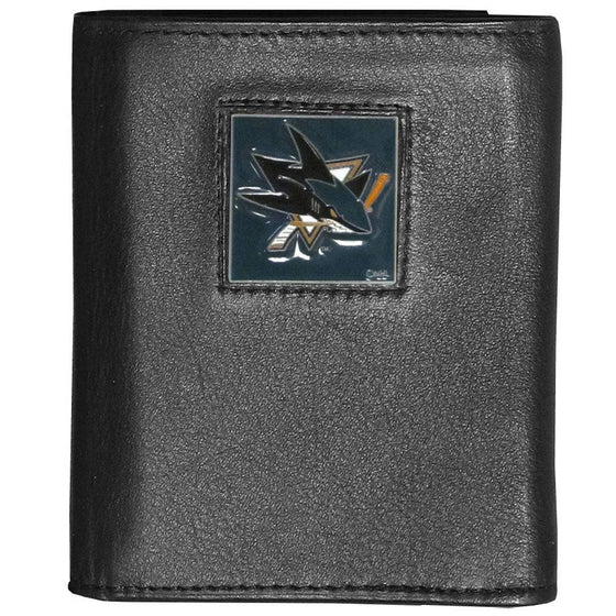 San Jose Sharks�� Deluxe Leather Tri-fold Wallet Packaged in Gift Box (SSKG) - 757 Sports Collectibles