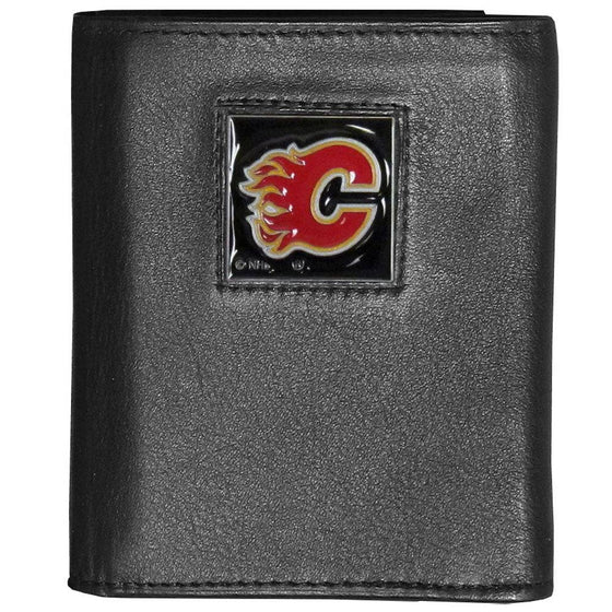 Calgary Flames�� Deluxe Leather Tri-fold Wallet (SSKG) - 757 Sports Collectibles