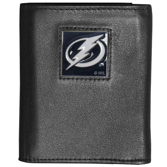 Tampa Bay Lightning�� Deluxe Leather Tri-fold Wallet Packaged in Gift Box (SSKG) - 757 Sports Collectibles