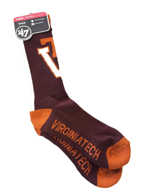 Virginia Tech Hokies Hot Box 47 Sport Socks (One Pair) - 757 Sports Collectibles