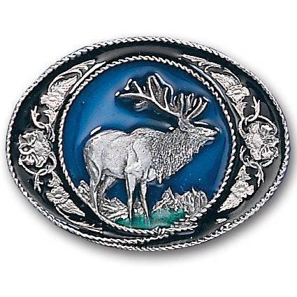 Elk with Scroll Enameled Belt Buckle (SSKG) - 757 Sports Collectibles