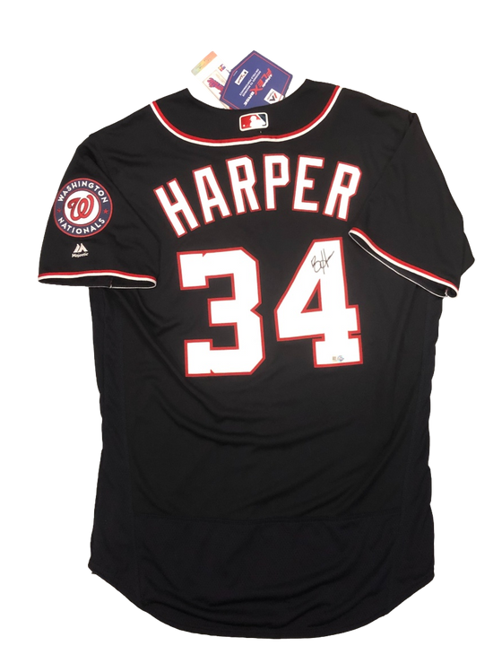 Washington National Bryce Harper Signed Autograph Majestic Cool Base Jersey - MLB Auth Holo - 757 Sports Collectibles