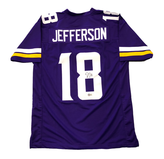 Minnesota Vikings Justin Jefferson Signed Auto Custom Purple Jersey BAS COA - 757 Sports Collectibles