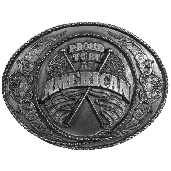 Proud to be an American Antiqued Belt Buckle (SSKG) - 757 Sports Collectibles