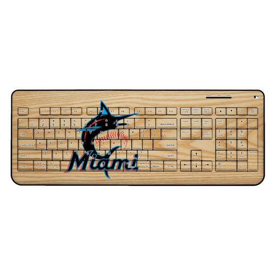 Miami Marlins Marlins Wood Bat Wireless USB Keyboard - 757 Sports Collectibles