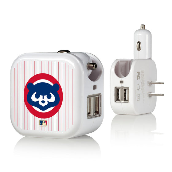 Chicago Cubs Home 1979-1998 - Cooperstown Collection Pinstripe 2 in 1 USB Charger - 757 Sports Collectibles