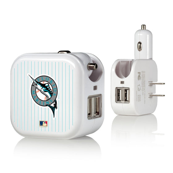 Miami Marlins 1993-2011 - Cooperstown Collection Pinstripe 2 in 1 USB Charger - 757 Sports Collectibles