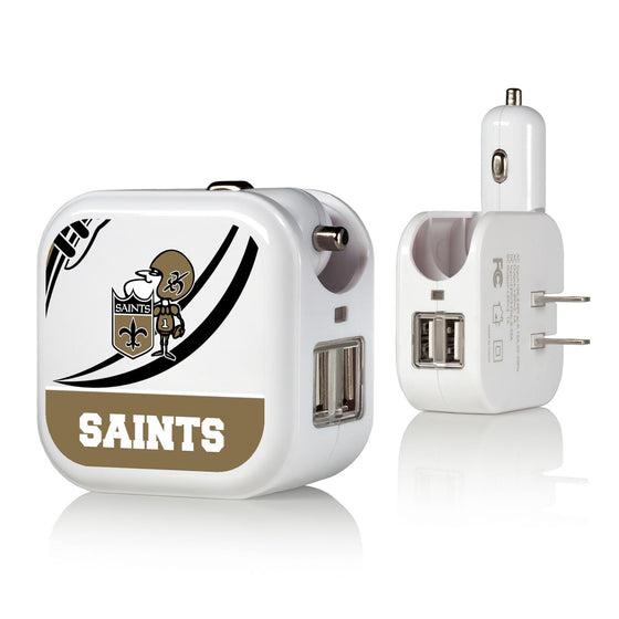 New Orleans Saints Passtime 2 in 1 USB Charger - 757 Sports Collectibles