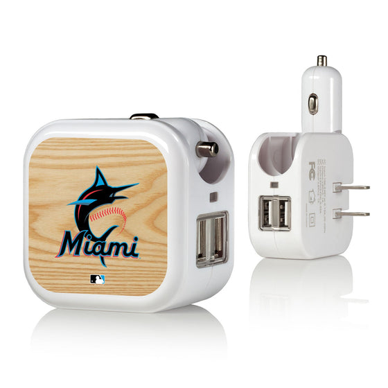 Miami Marlins Marlins Wood Bat 2 in 1 USB Charger - 757 Sports Collectibles