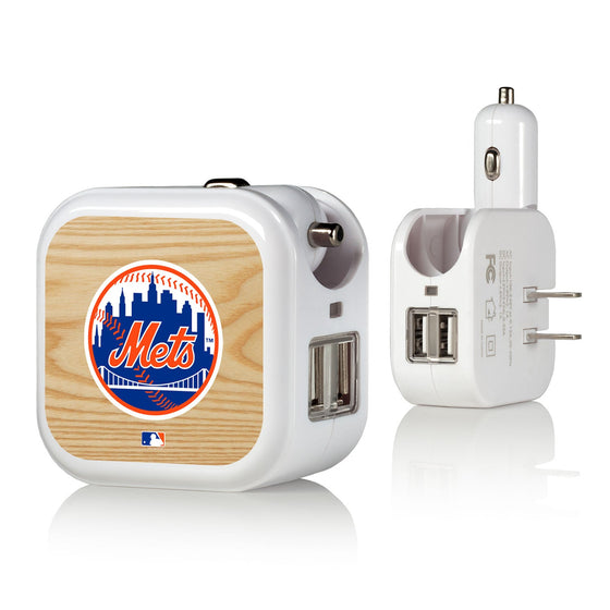 New York Mets Mets Wood Bat 2 in 1 USB Charger - 757 Sports Collectibles