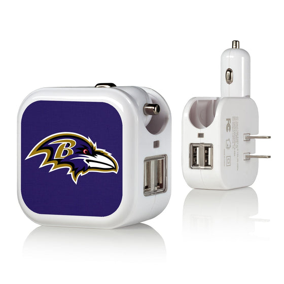 Baltimore Ravens Solid 2 in 1 USB Charger - 757 Sports Collectibles