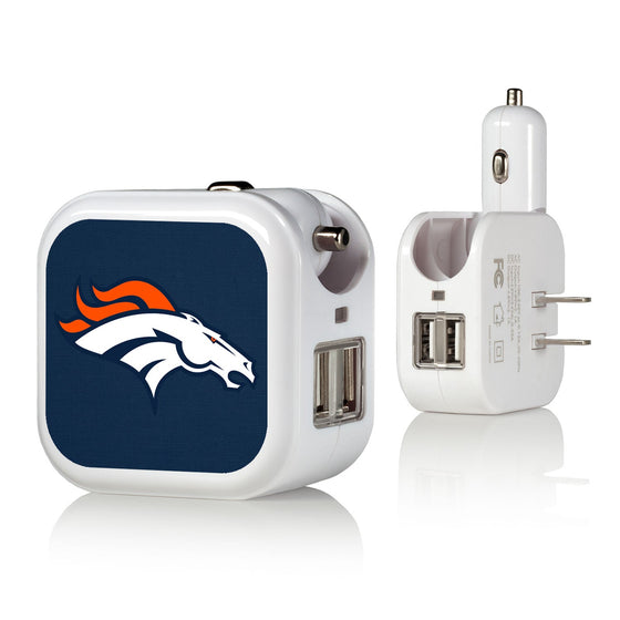 Denver Broncos Solid 2 in 1 USB Charger - 757 Sports Collectibles