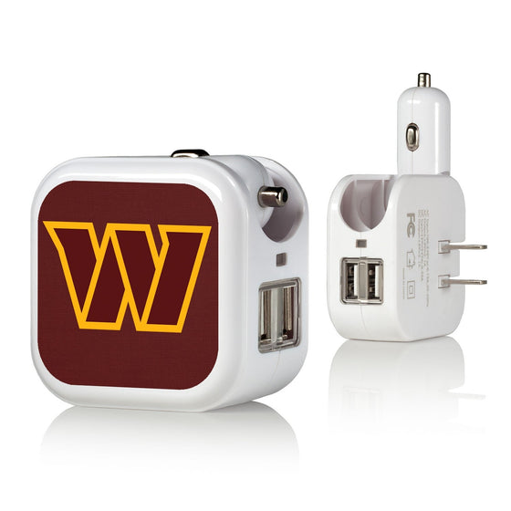 Washington Commanders Solid 2 in 1 USB Charger - 757 Sports Collectibles